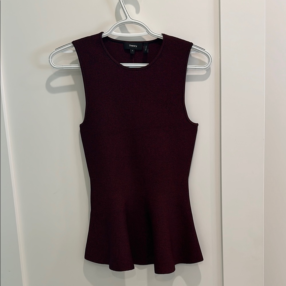 Theory Women's Sleeveless Peplum Top - Deep Burgundy never used